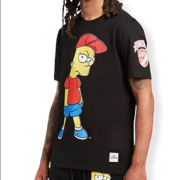 The Simpsons Bart Simpson Felt “LUCKY RED HAT” Short Sleeve Tee - Picture 2 of 12